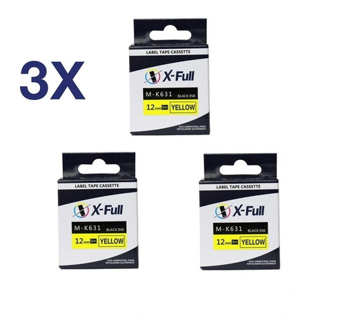 Kit 3x Fita Compativel Rotulador Brother Amarela M-631 Mk631