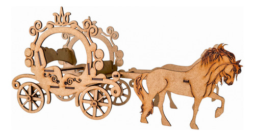 Centros Mesa Carruaje Con Caballos Decoracion Mdf 5pz Rb93