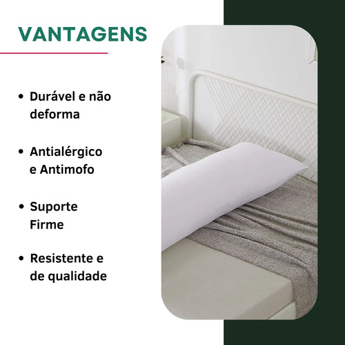 Travesseiro De Corpo Xuxão Fibra Siliconada 1,45x45 Antialérgico Antimofo Alívio Coluna Super Macio