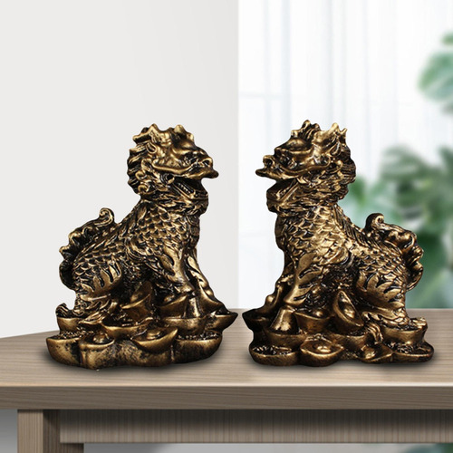 ! Ornamento Chino De La Estatuilla De De Chi-lin Cobre