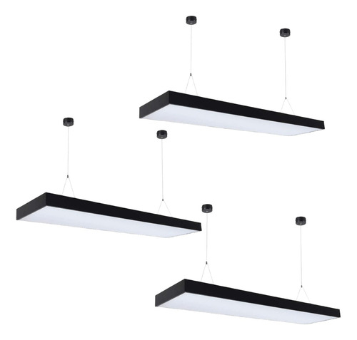 Pack 3 Panel Colgante Led Minimalista 120cm 72w Luz  Blanca 