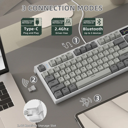 Teclado Mecânico Gamer Attack Shark Sem Fio Com Tela K86rgb