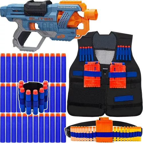 Arma Nerf Strike + Colete + Pulseira + 30 Dardos Brinquedo