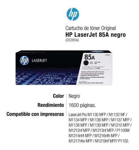 Toner Original Hp 85a Cf285a P1102w M1130 M1212 M1214 C/iva