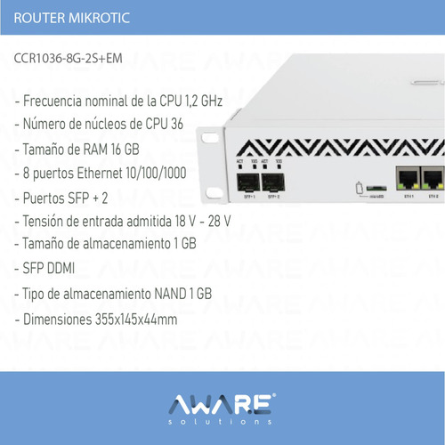 Router Mikrotik Cloud Core Ccr1036-8g-2s+em 100v/240v