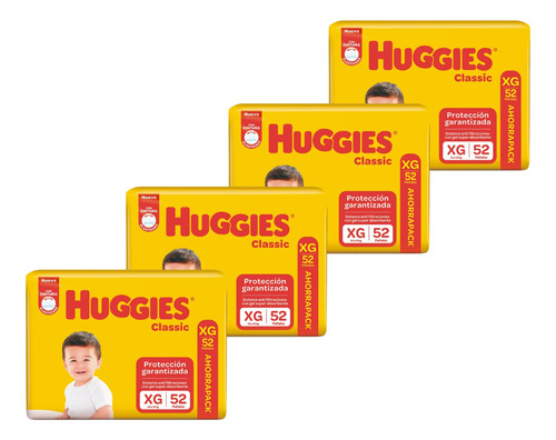 4un Pañales Huggies Clasico Triple Proteccion Talle Xg