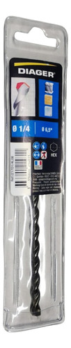 Broca Multimaterial Quick-lock 1/4 X 6 Zanco 1/4 Hex. Diager