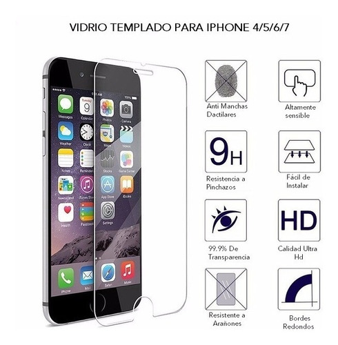 Mica Protector Vidrio Templado iPhone 4 4s 5 5s 5c 6 6plus