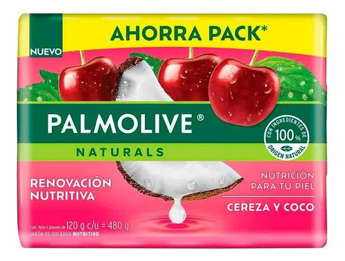 4 Pzas Jabón De Tocador Palmolive Naturals Cereza Y Coco 4 B