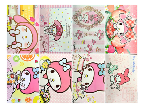 Set De 8 Poster Kawaii Sanrio My Melody Kuromi Hello Kitty