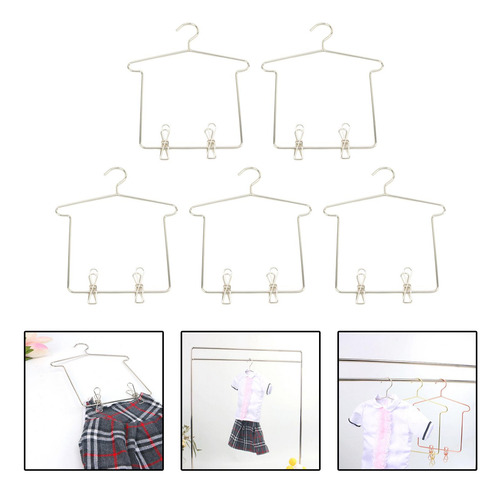 Perchero Para Ropa De Muñecas Bjd De Metal, 5 Piezas,