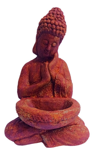 Estatua Imagen Buda Meditando Con Piedras De Sal Yeso 28cm