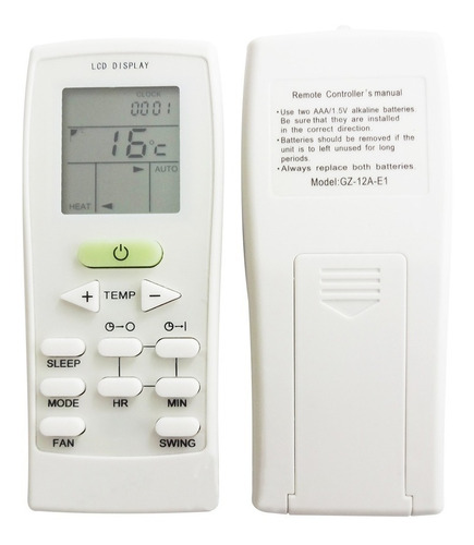 Controle Remoto Ar Condicionado York Gz-12a-e1 Gz-12b-e1