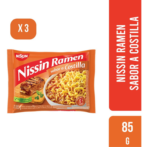 Nissin Ramen Sabor A Costilla 85 Gr X3 Unidades