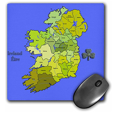 3drose Mouse Pad Colorido Mapa Verde De Toda Irlanda, La Rep