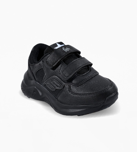 Zapatillas Footy Escolar Negra Doble Abrojo Nenes Primaria