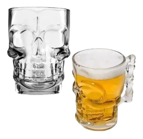 Caneca De Vidro Para Chopp E Cerveja Caveira Rock Style Lyor