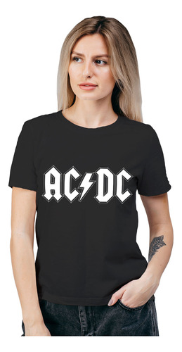 Polera Mujer Ac/dc Lines Musica Algodón Orgánico Wiwi