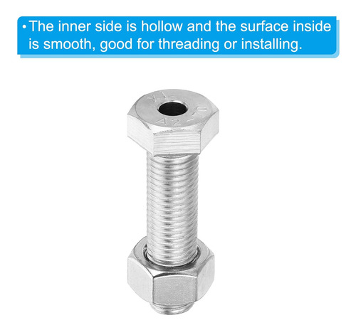 Tornillo Hexagonal Externo Hueco M16x60mm, 2 Juegos De S Cil