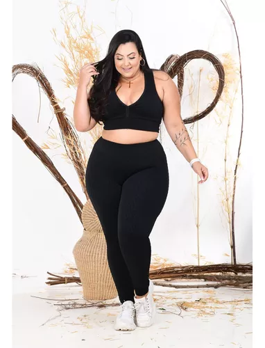 Calça Legging Plus Size Feminina Cintura Alta Bolha Fitness