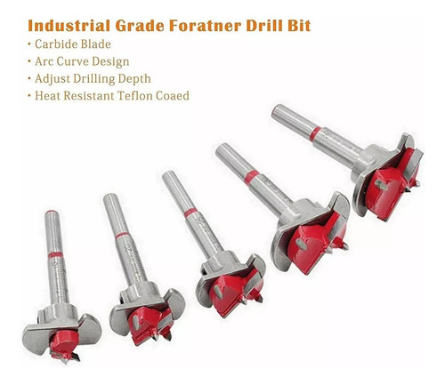 Fresas Brocas De Rauter Avellanador Hinged Bits 15-35mm 5 Pz