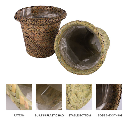 Cesta De Flores Tejida De Mimbre, 2 Cestas Decorativas Para