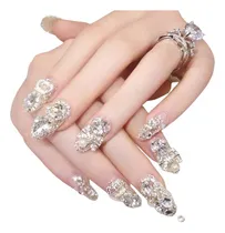 Comprar Cdj 10 Uñas Postizas Decoradas Mucho Cristal Y Brillo