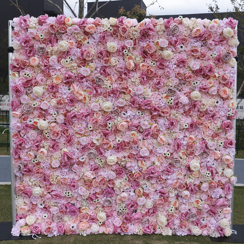Panel Pared Flor Artificial 79 X 79  Tapete Rosa Seda Para