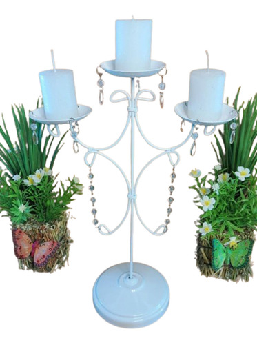 Candelabro , Para Vela , En Hierro Con Cairel Candelady