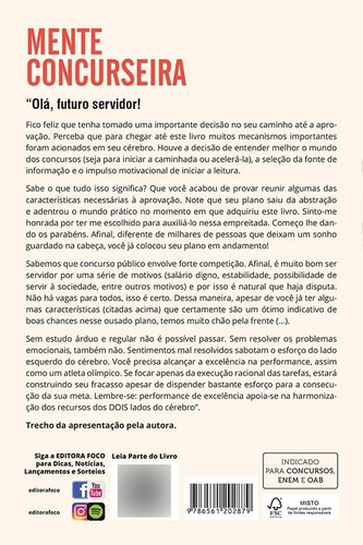Mente Concurseira - Técnicas De Estudo E Inteligência Emocional Para Concursos Capa Comum - Foco; 3a Edição