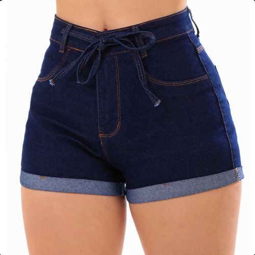 Short Jeans Feminino Cintura Alta Empina Bumbum Com Lycra