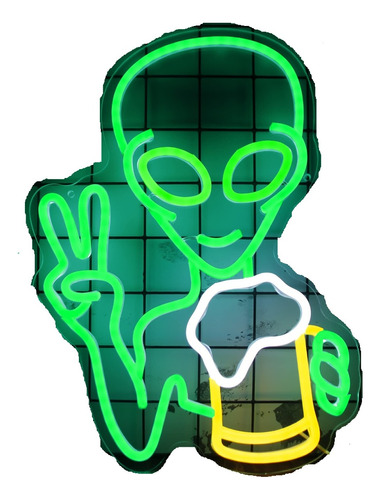 Cartel De Neon Alien Luminoso, Conexion Usb