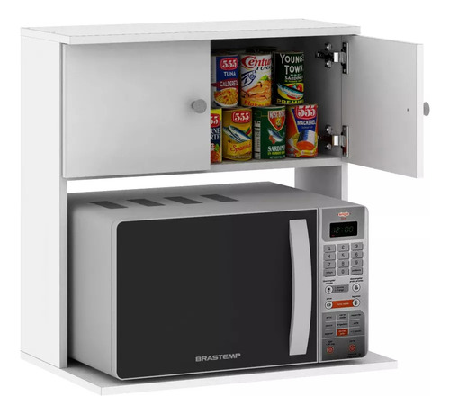 Alacena Para Microondas Mueble De Cocina 2 Puertas Armado Blanco