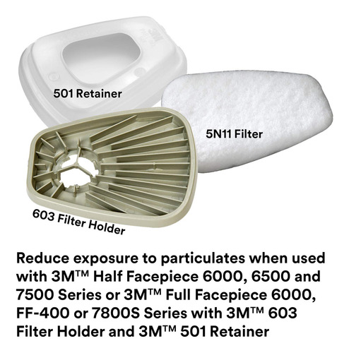 Filtro De Respiración 3m N95, 5n11, Desechable, Ayuda A Prot