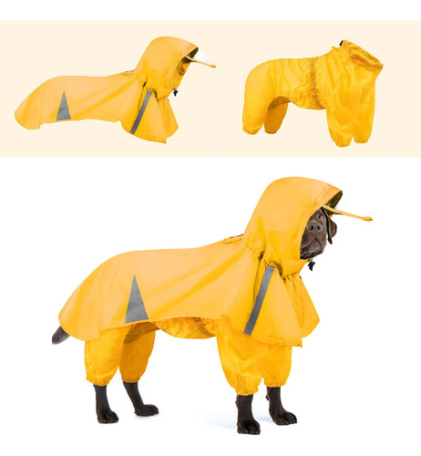 2 Impermeables Para Perros Grandes Con Capucha, Poncho Y