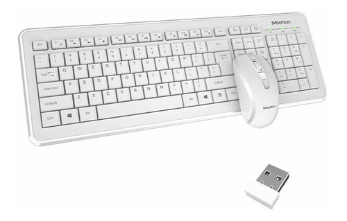 Combo Teclado Y Mouse Inalambrico Meetion Teclas Slim Suaves Color del teclado Blanco