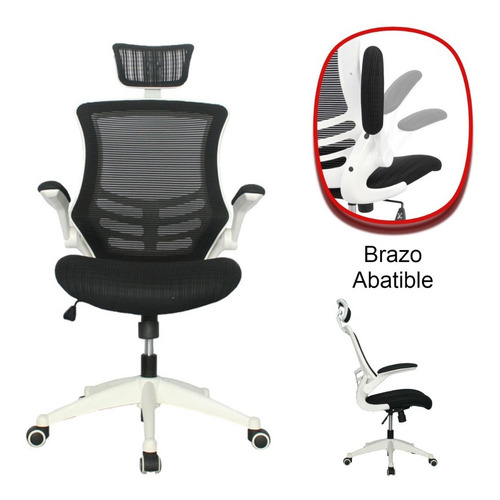 Imagen 2 de 6 de Silla De Oficina Polonuevo Marco Blanco Ergonomico