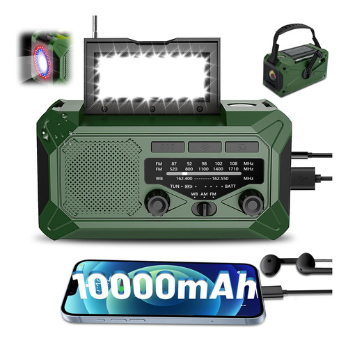 Radio De Ciguenal De Emergencia De 10000 Mah Con Linterna Le