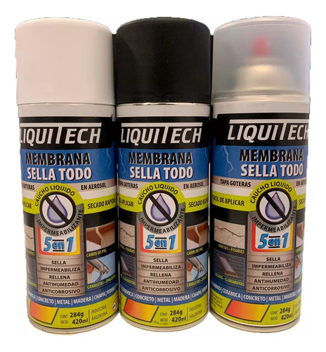 Membrana Sellador De Caucho En Aerosol Liquitech 420ml Negro