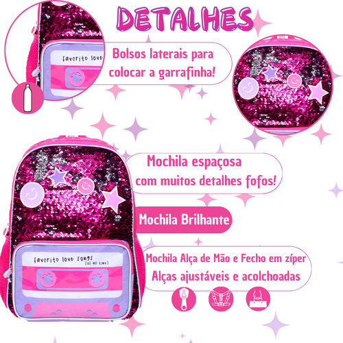 Mochila Escolar Feminina Infantil Menina Bolsa Unicornio
