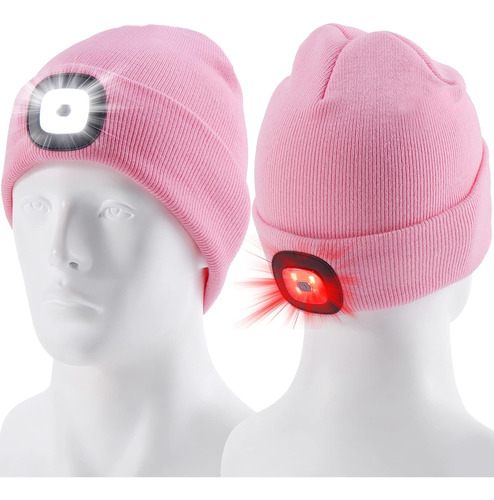 Gorro Con Luz, 8 Luces Led, Recargable, Gorro De Punto Unise