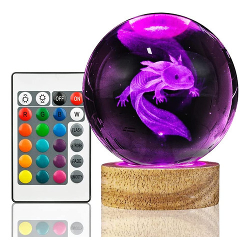 Luz Nocturna 3d Axolotl Crystal Ball  Bola De Cristal K9 [u]