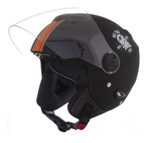 Capacete para moto  aberto Pro Tork New Atomic Vintage  Skull Riders  preto-fosco e laranja skull riders tamanho P 