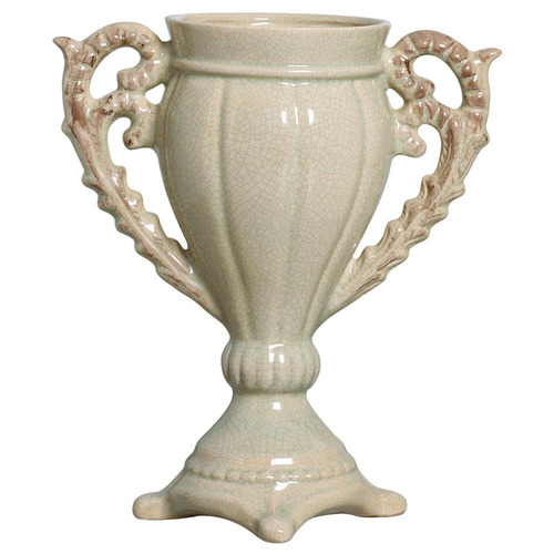 Vaso Decorativo De Cerâmica Esmaltada Bege 36x29,5 Cm