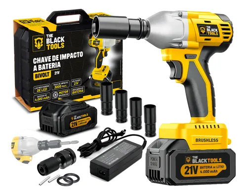 Chave De Impacto A Bateria 21v 4000mah Motor Brushless Com Maleta...