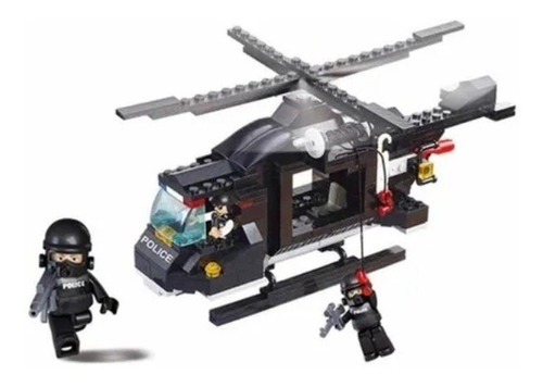 Blocos Policia Helicóptero De Combate 219 Peças - Multikids