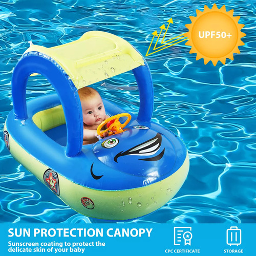 Anillo Flotante De Automóvil Inflable Para Niños Con Techo B