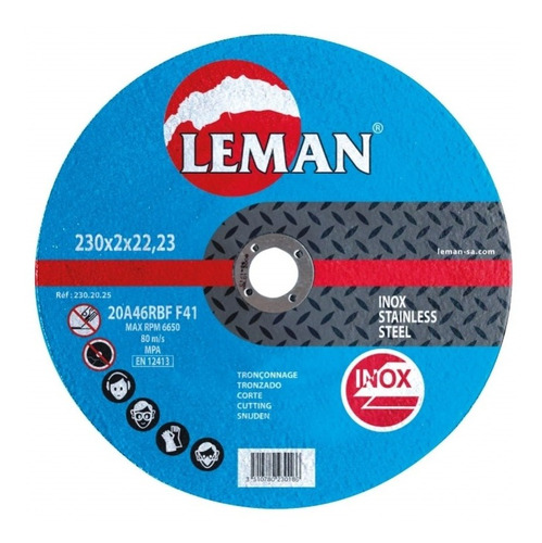 Disco De Corte Acero Inoxidable Leman 230x2,0x22,23mm