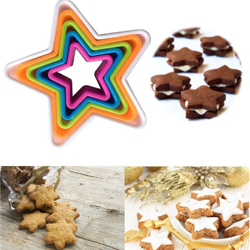 Cortadores De Galletas Estrella Fondant Reposteria 5pcs