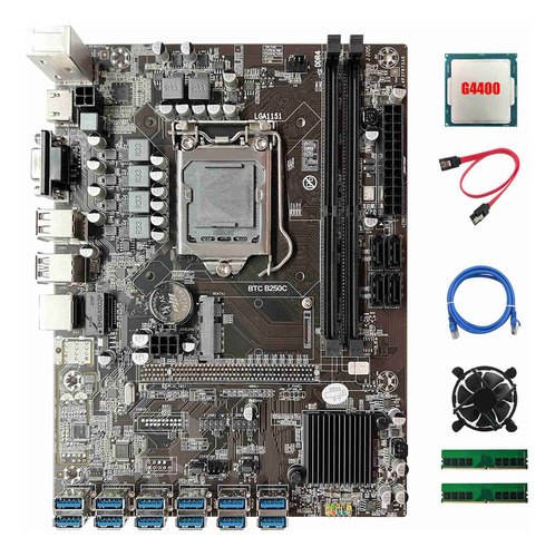 Placa Base De Minería B250c 12usb3.0 (pcie 1x) Lga1151 Btc Y